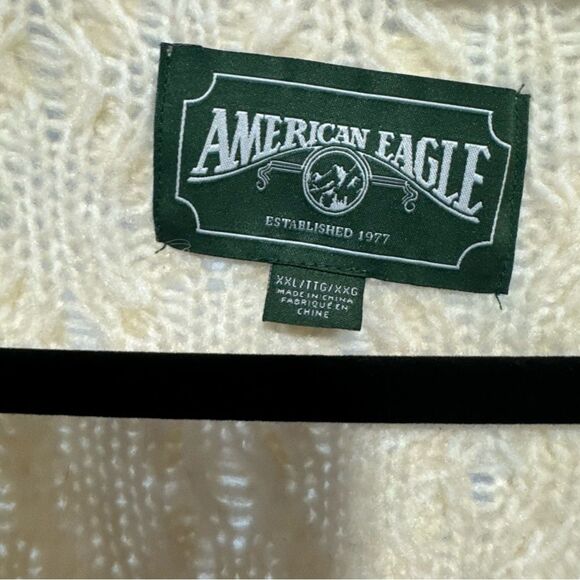 American Eagle Oversized Cable Knit Wool Blend Sweater Cream Beige Cardigan - Picture 9 of 9